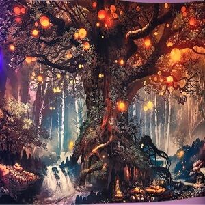 Enchanted forest wall tapestry width 58 height 50.